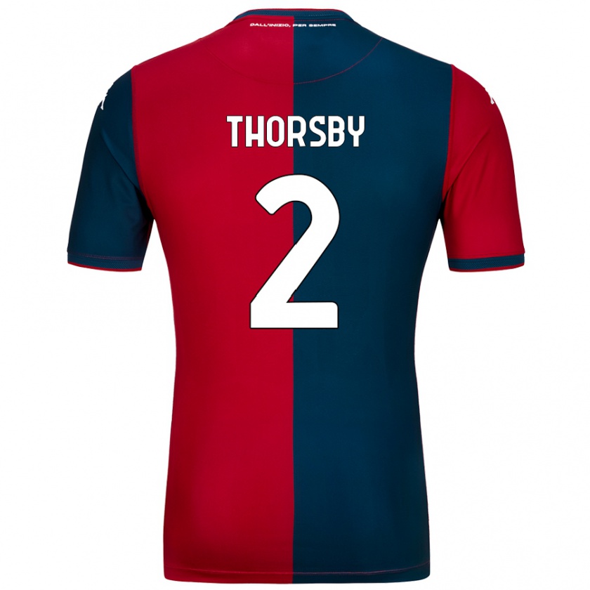 Kandiny Kinderen Morten Thorsby #2 Rood Donkerblauw Thuisshirt Thuistenue 2024/25 T-Shirt België