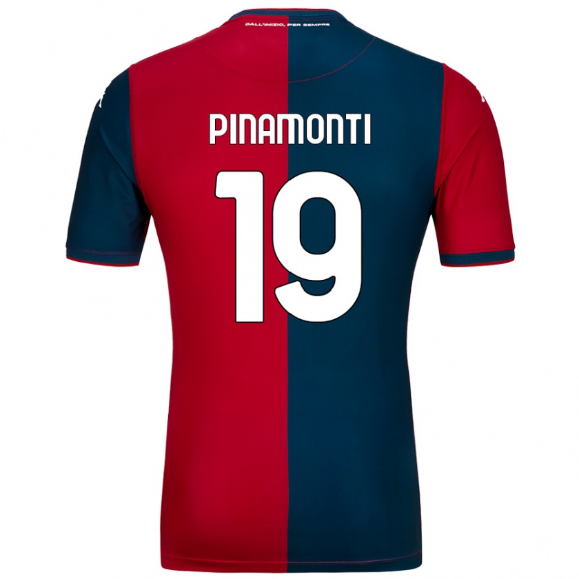 Kandiny Niño Camiseta Andrea Pinamonti #19 Rojo Azul Oscuro 1ª Equipación 2024/25 La Camisa