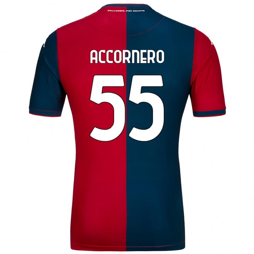 Kandiny Bambino Maglia Federico Accornero #55 Rosso Blu Scuro Kit Gara Home 2024/25 Maglietta