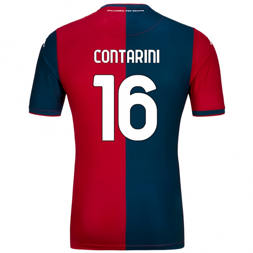 Kandiny Bambino Maglia Jacopo Contarini #16 Rosso Blu Scuro Kit Gara Home 2024/25 Maglietta