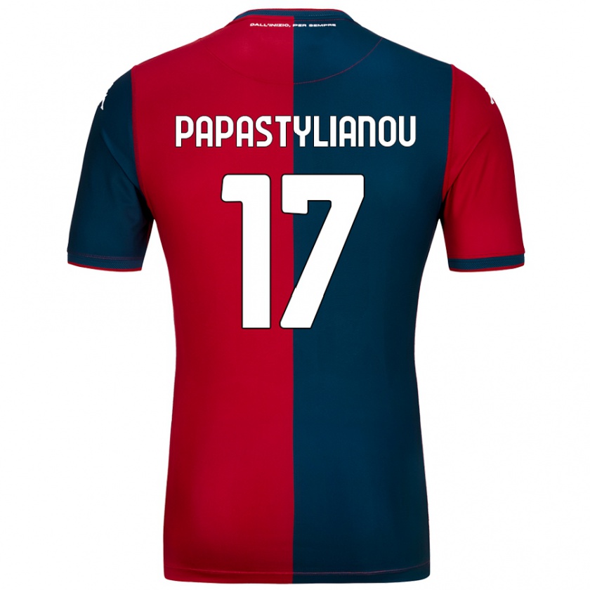 Kandiny Niño Camiseta Lysandros Andreas Papastylianou #17 Rojo Azul Oscuro 1ª Equipación 2024/25 La Camisa