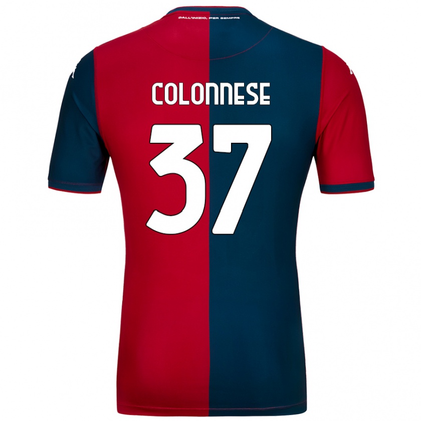 Kandiny Bambino Maglia Lorenzo Colonnese #37 Rosso Blu Scuro Kit Gara Home 2024/25 Maglietta