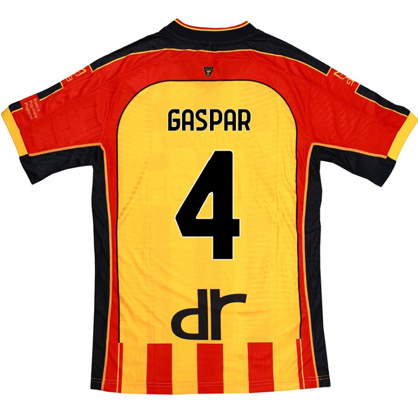 Kandiny Niño Camiseta Kialonda Gaspar #4 Amarillo Rojo 1ª Equipación 2024/25 La Camisa