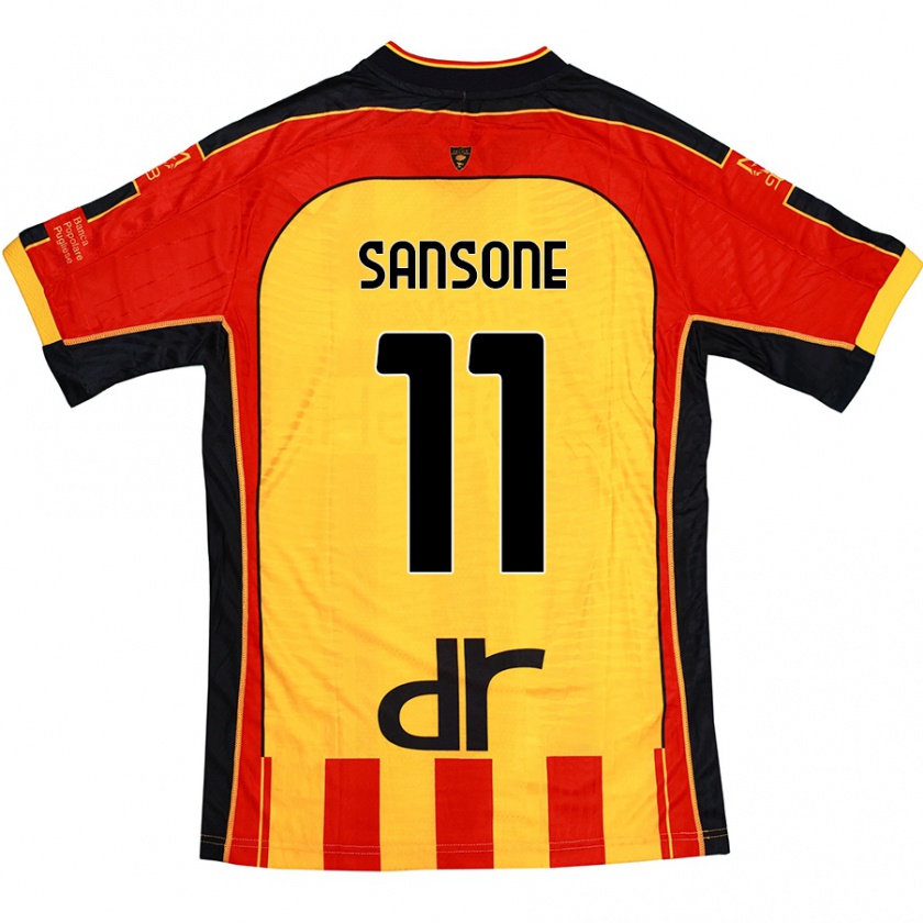 Kandiny Niño Camiseta Nicola Sansone #11 Amarillo Rojo 1ª Equipación 2024/25 La Camisa