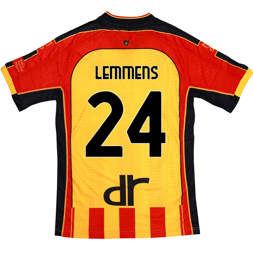 Kandiny Niño Camiseta Mats Lemmens #24 Amarillo Rojo 1ª Equipación 2024/25 La Camisa