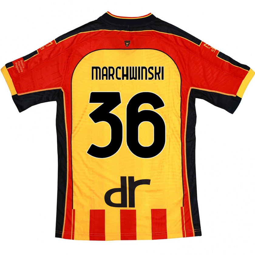 Kandiny Niño Camiseta Filip Marchwinski #36 Amarillo Rojo 1ª Equipación 2024/25 La Camisa