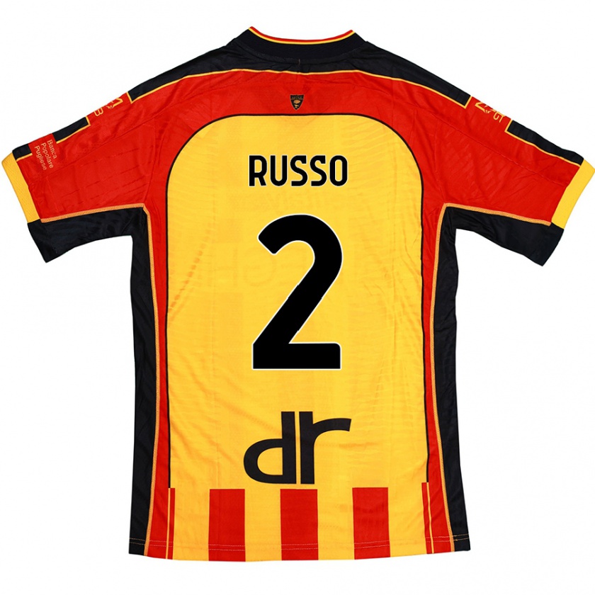 Kandiny Niño Camiseta Luca Russo #2 Amarillo Rojo 1ª Equipación 2024/25 La Camisa