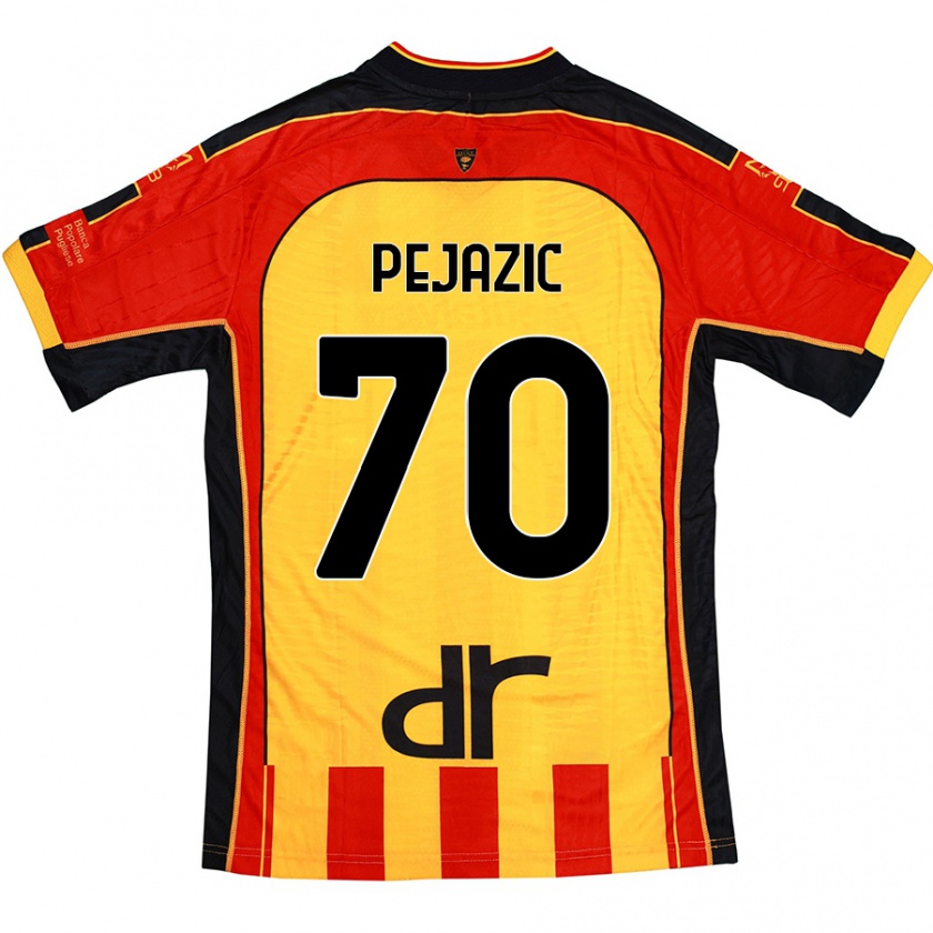 Kandiny Niño Camiseta Mario Pejazic #70 Amarillo Rojo 1ª Equipación 2024/25 La Camisa