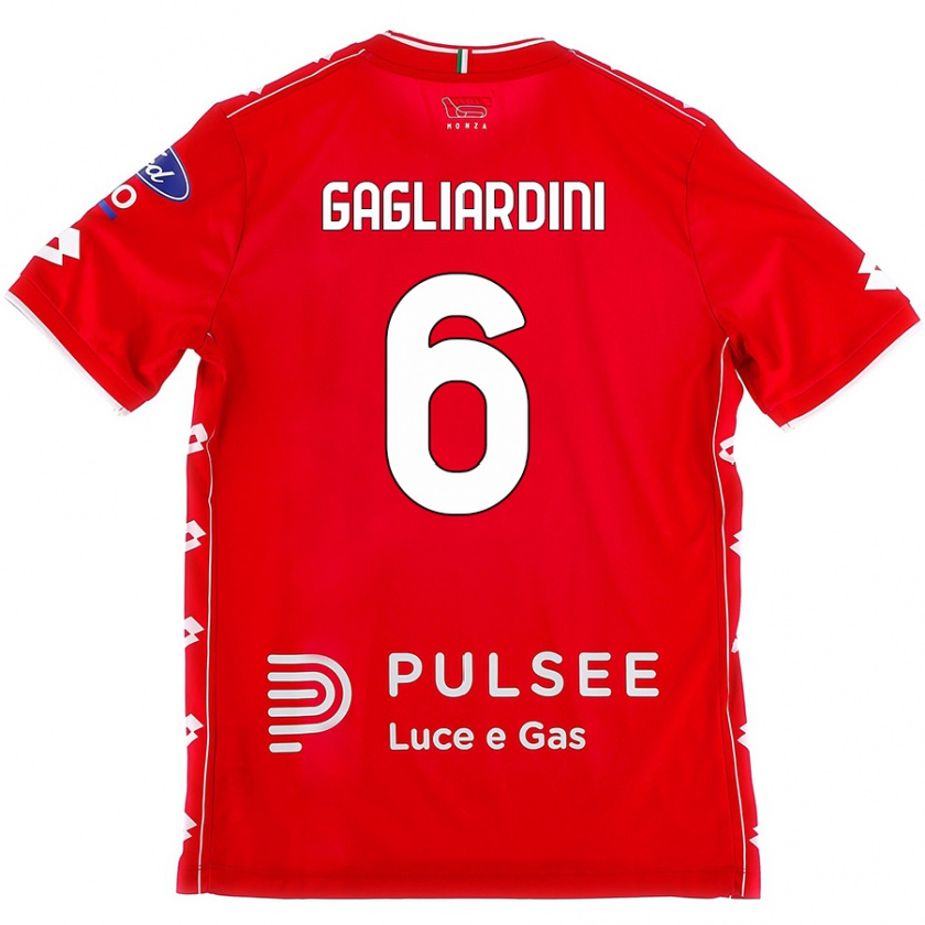 Kandiny Niño Camiseta Roberto Gagliardini #6 Rojo Blanco 1ª Equipación 2024/25 La Camisa México