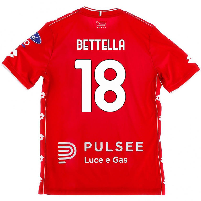 Kandiny Niño Camiseta Davide Bettella #18 Rojo Blanco 1ª Equipación 2024/25 La Camisa México