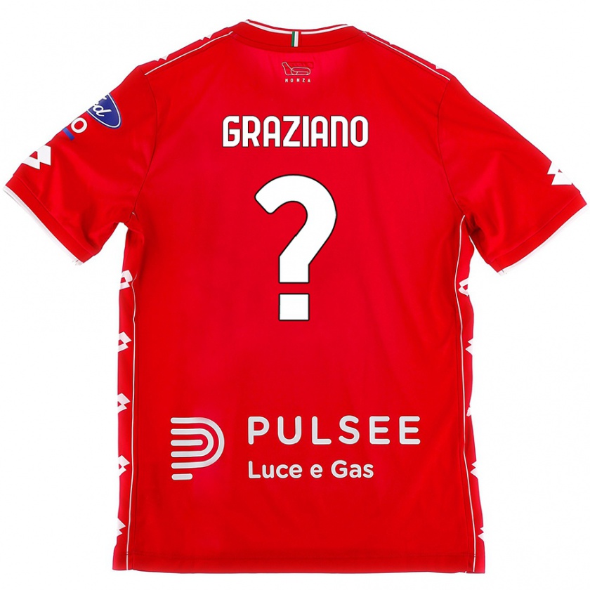 Kandiny Bambino Maglia Aldo Graziano #0 Rosso Bianco Kit Gara Home 2024/25 Maglietta