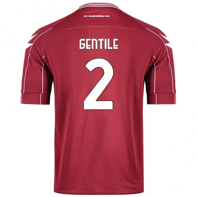 Kandiny Kinderen Davide Gentile #2 Bordeauxrood Thuisshirt Thuistenue 2024/25 T-Shirt België