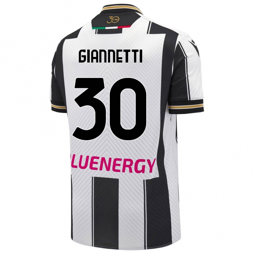 Kandiny Niño Camiseta Lautaro Giannetti #30 Blanco Negro 1ª Equipación 2024/25 La Camisa