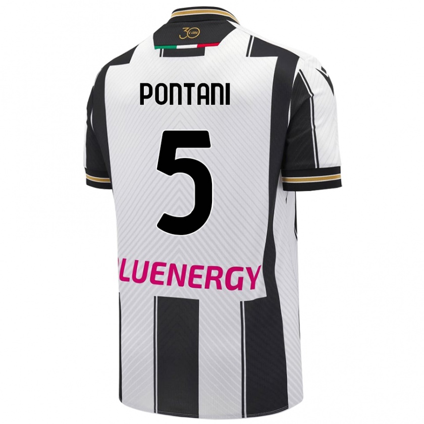 Kandiny Niño Camiseta Leonardo Pontani #5 Blanco Negro 1ª Equipación 2024/25 La Camisa