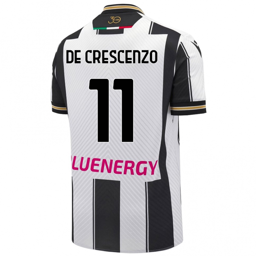 Kandiny Niño Camiseta Marco De Crescenzo #11 Blanco Negro 1ª Equipación 2024/25 La Camisa