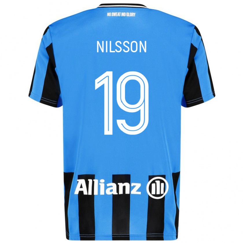 Kandiny Kinder Gustaf Nilsson #19 Himmelblau Schwarz Heimtrikot Trikot 2024/25 T-Shirt Österreich