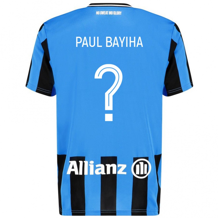 Kandiny Kinderen Jean Paul Bayiha #0 Hemelsblauw Zwart Thuisshirt Thuistenue 2024/25 T-Shirt België