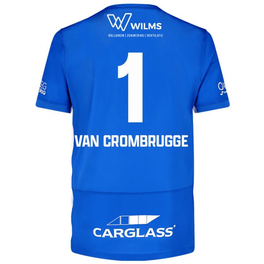 Kandiny Criança Camisola Hendrik Van Crombrugge #1 Azul Principal 2024/25 Camisa Brasil