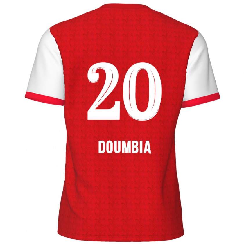 Kandiny Criança Camisola Mahamadou Doumbia #20 Branco Vermelho Principal 2024/25 Camisa Brasil