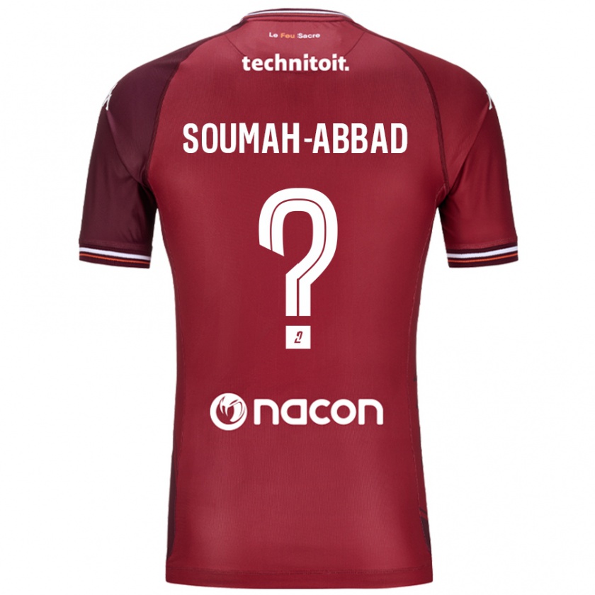 Kandiny Bambino Maglia Édouard Soumah-Abbad #0 Rosso Granata Kit Gara Home 2024/25 Maglietta