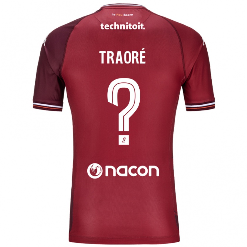 Kandiny Kinderen Badra Traoré #0 Rood Granata Thuisshirt Thuistenue 2024/25 T-Shirt België