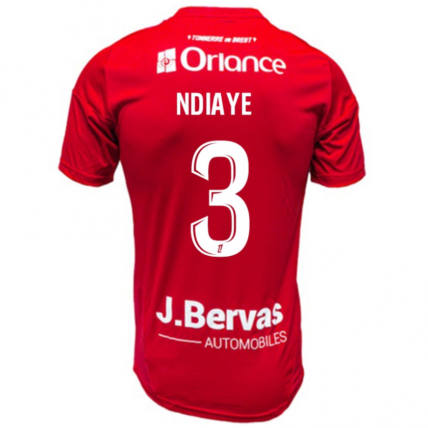 Kandiny Barn Abdoulaye Ndiaye #3 Röd Vit Hemmatröja Matchtröjor 2024/25 Tröjor T-Tröja