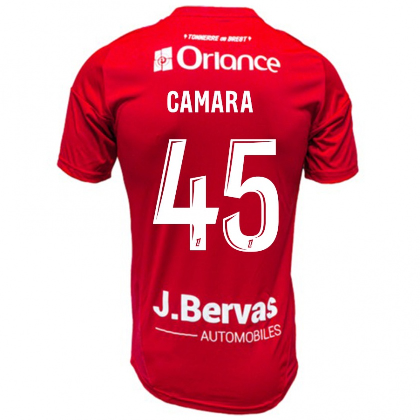 Kandiny Niño Camiseta Mahdi Camara #45 Rojo Blanco 1ª Equipación 2024/25 La Camisa