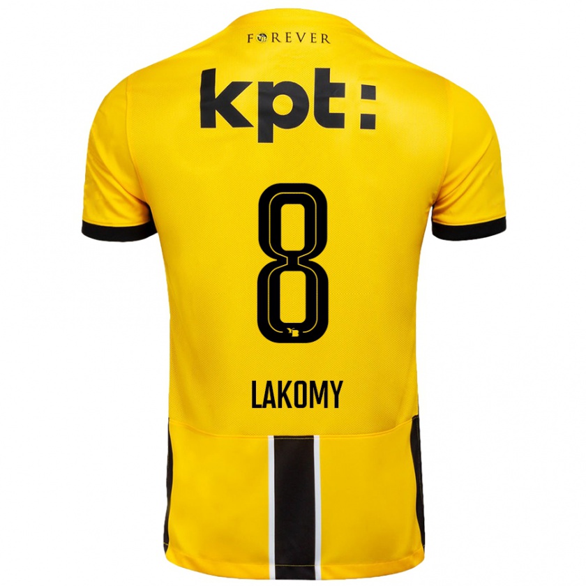 KandinyキッズLukasz Lakomy#8黄 黒ホームシャツ2024/25ジャージーユニフォーム