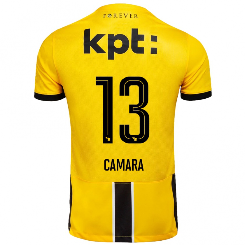 Kandiny Niño Camiseta Mohamed Camara #13 Amarillo Negro 1ª Equipación 2024/25 La Camisa