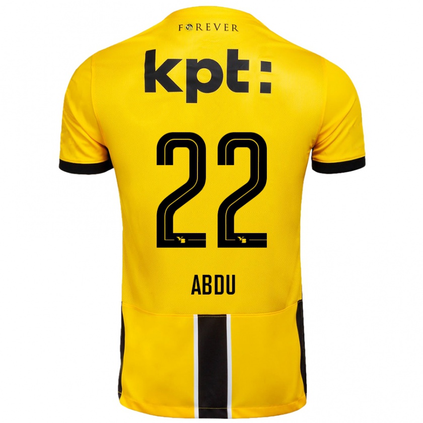 Kandiny Niño Camiseta Abdu Conté #22 Amarillo Negro 1ª Equipación 2024/25 La Camisa