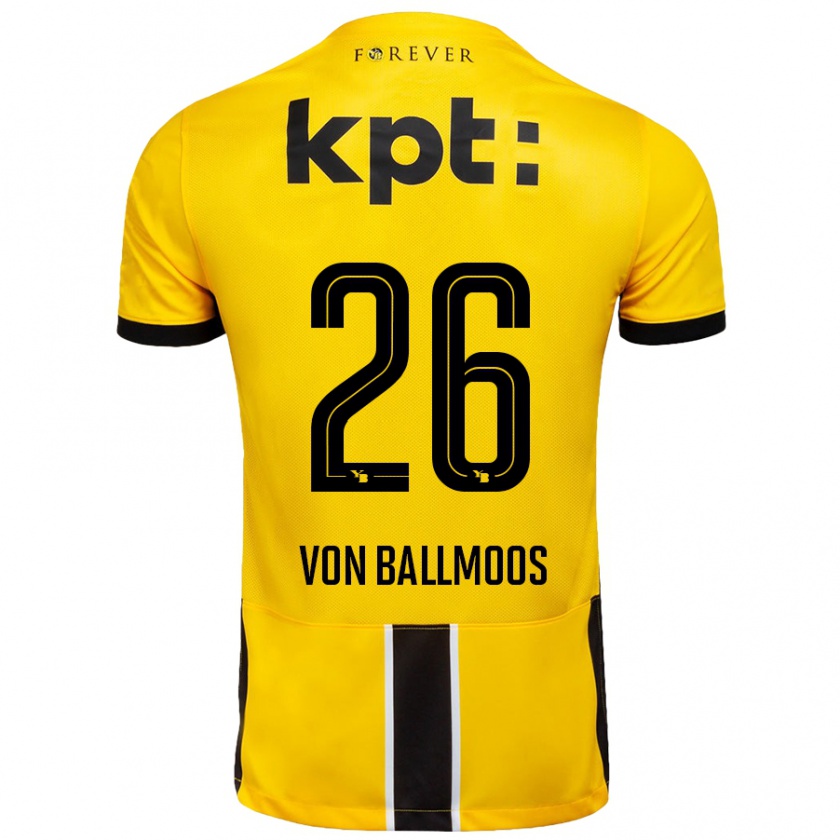 Kandiny Niño Camiseta David Von Ballmoos #26 Amarillo Negro 1ª Equipación 2024/25 La Camisa