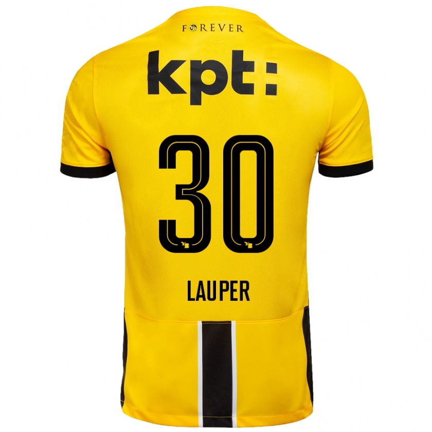 Kandiny Niño Camiseta Sandro Lauper #30 Amarillo Negro 1ª Equipación 2024/25 La Camisa