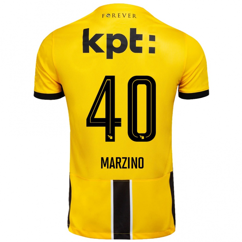 Kandiny Niño Camiseta Dario Marzino #40 Amarillo Negro 1ª Equipación 2024/25 La Camisa