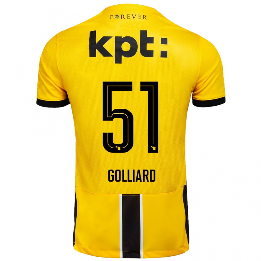 Kandiny Kinderen Théo Golliard #51 Geel Zwart Thuisshirt Thuistenue 2024/25 T-Shirt België