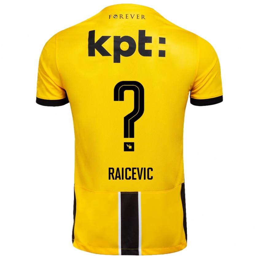 KandinyキッズStevan Raicevic#0黄 黒ホームシャツ2024/25ジャージーユニフォーム