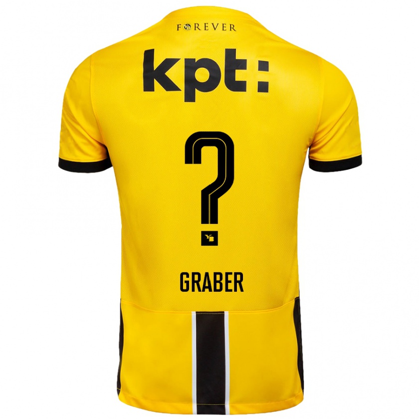 Kandiny Kinderen Simon Graber #0 Geel Zwart Thuisshirt Thuistenue 2024/25 T-Shirt België