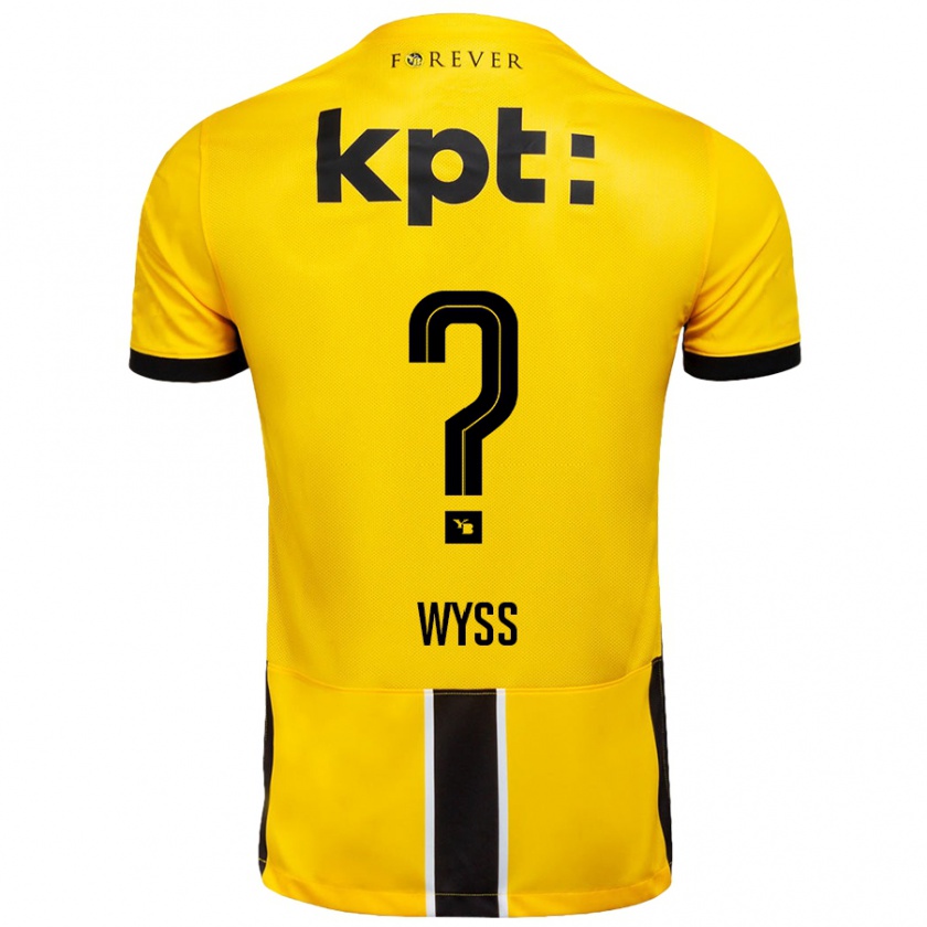 Kandiny Kinderen Ryan Wyss #0 Geel Zwart Thuisshirt Thuistenue 2024/25 T-Shirt België