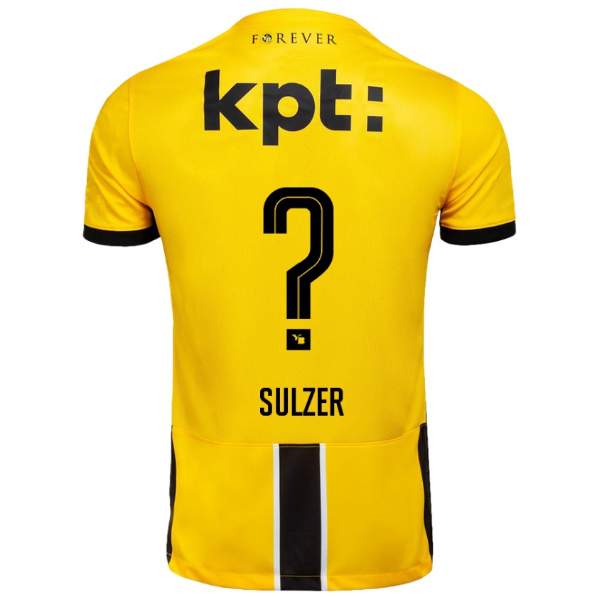 Kandiny Niño Camiseta Ilija Sulzer #0 Amarillo Negro 1ª Equipación 2024/25 La Camisa