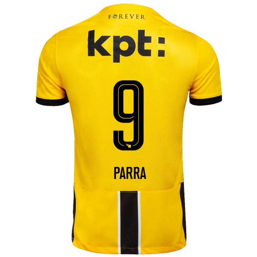 Kandiny Niño Camiseta Hugo Parra #9 Amarillo Negro 1ª Equipación 2024/25 La Camisa