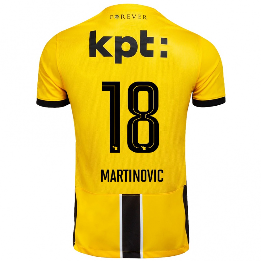 Kandiny Niño Camiseta Denis Martinovic #18 Amarillo Negro 1ª Equipación 2024/25 La Camisa