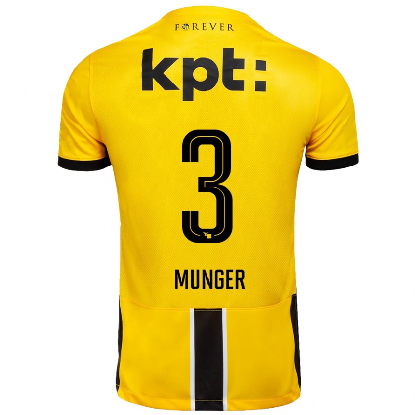 Kandiny Niño Camiseta Noa Münger #3 Amarillo Negro 1ª Equipación 2024/25 La Camisa