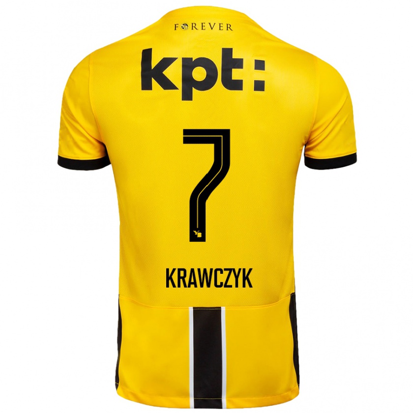 Kandiny Criança Camisola Caroline Krawczyk #7 Preto Amarelo Principal 2024/25 Camisa Brasil