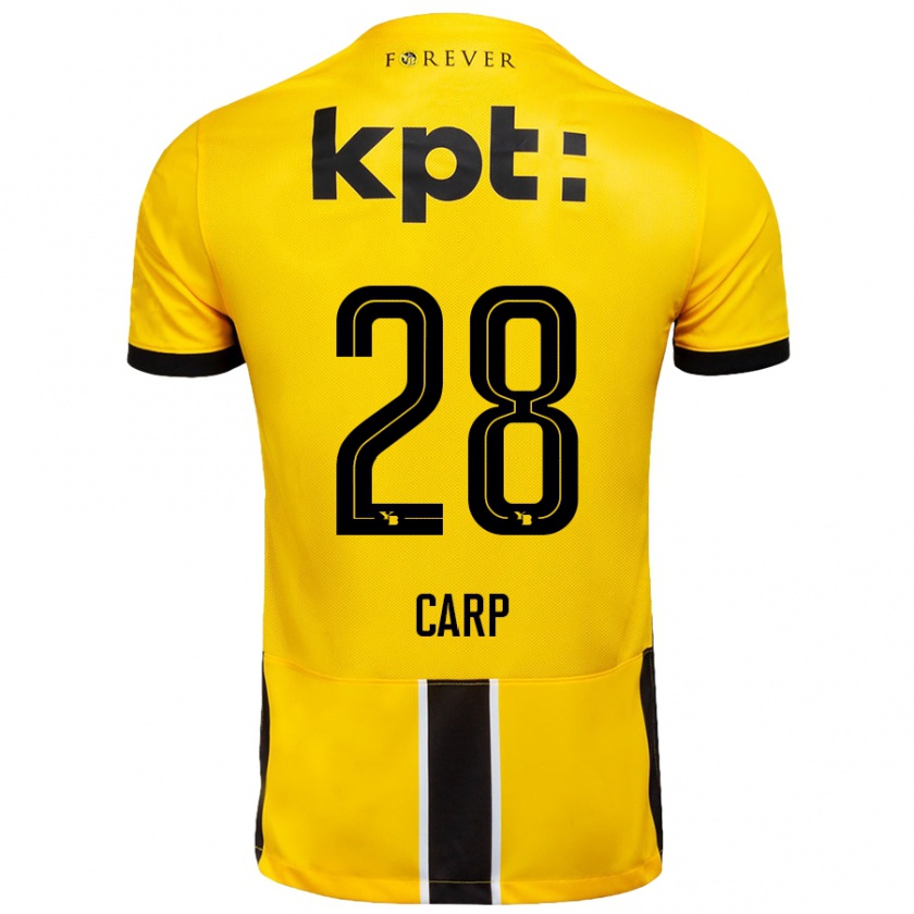 Kandiny Niño Camiseta Cristina Carp #28 Amarillo Negro 1ª Equipación 2024/25 La Camisa