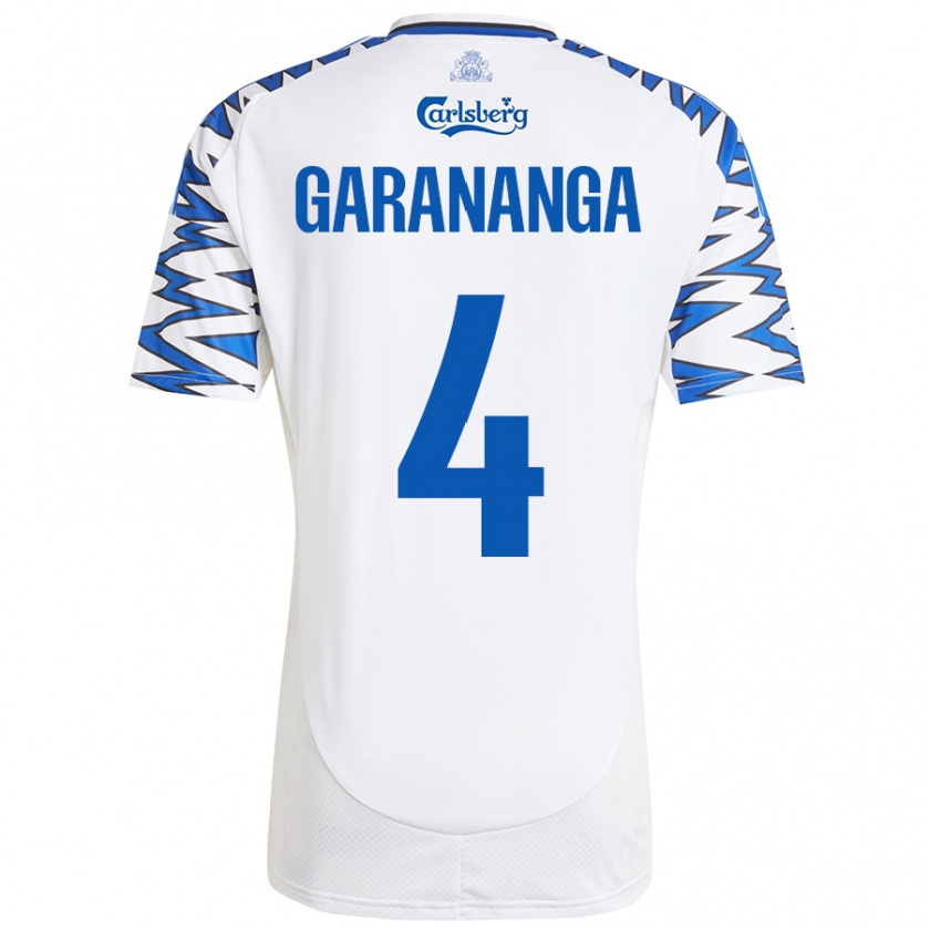 Kandiny Niño Camiseta Munashe Garananga #4 Blanco Azul Cielo 1ª Equipación 2024/25 La Camisa