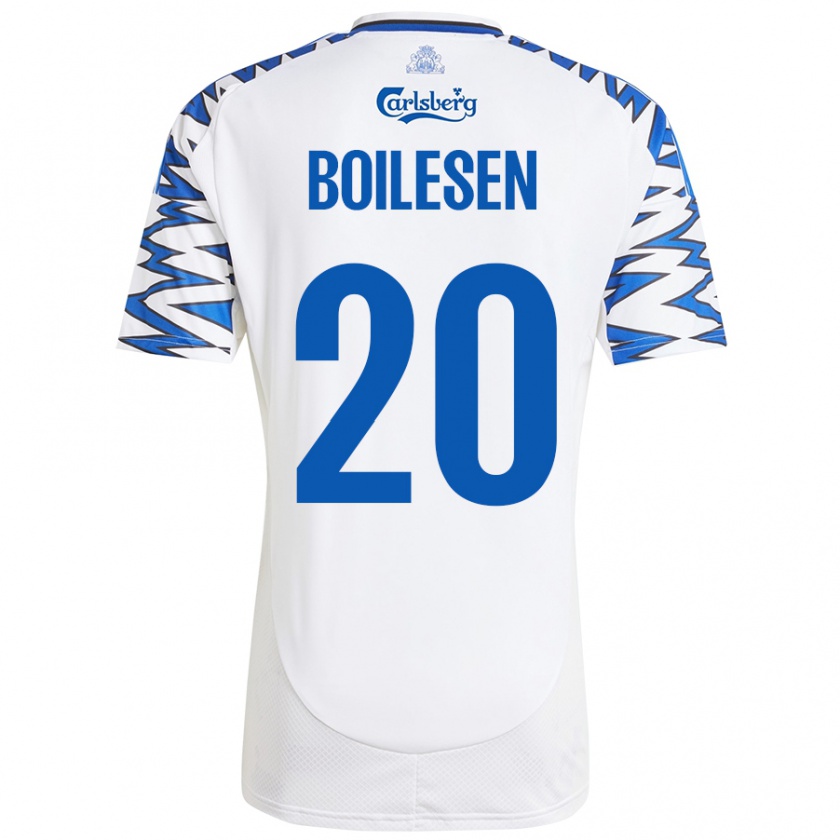 Kandiny Niño Camiseta Nicolai Boilesen #20 Blanco Azul Cielo 1ª Equipación 2024/25 La Camisa