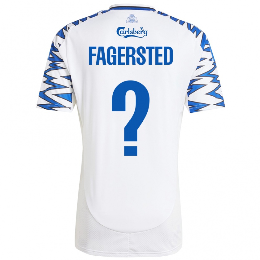 Kandiny Niño Camiseta Johan Fagersted #0 Blanco Azul Cielo 1ª Equipación 2024/25 La Camisa