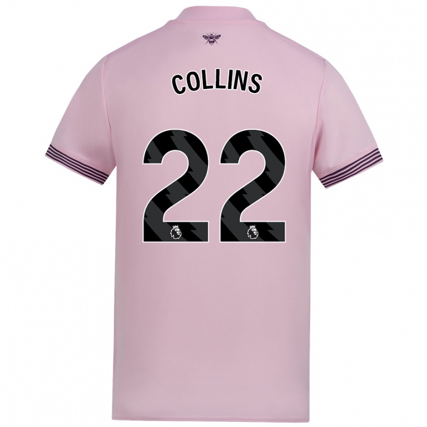 Kandiny Bambino Maglia Nathan Collins #22 Rosa Kit Gara Away 2024/25 Maglietta