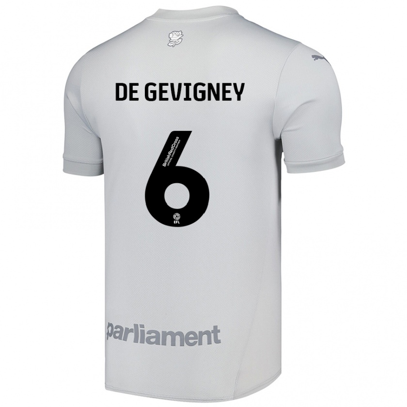 KandinyキッズMaël De Gevigney#6シルバーグレーアウェイシャツ2024/25ジャージーユニフォーム