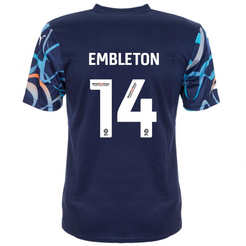 Kandiny Bambino Maglia Elliot Embleton #14 Blu Navy Kit Gara Away 2024/25 Maglietta