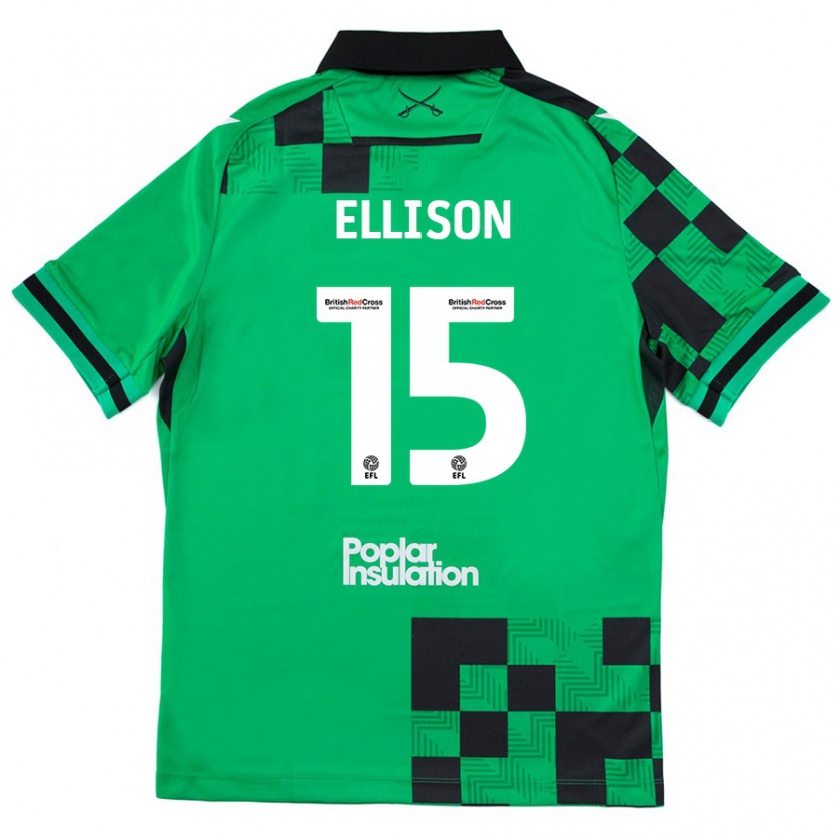 Kandiny Bambino Maglia Dan Ellison #15 Verde Nero Kit Gara Away 2024/25 Maglietta